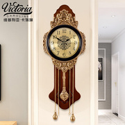 欧式豪华纯铜挂钟，古典时尚个性仿古创意钟表客厅，实木静音复古钟表