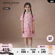 TeenieWeenie Kids小熊童装24夏季女童凉感满印小翻领连衣裙