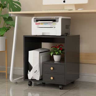 夏天移动电脑主机柜实木办公室置物架台式机箱放置收纳架托打印机
