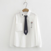 2023秋季学院风长袖衬衣，韩版百搭森女系休闲学生领带打底衬衫