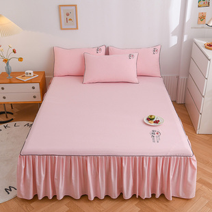 纯棉床裙式床罩单件，全防尘保护套1.5米1.8床单，床垫全棉床笠防滑