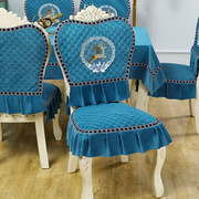欧式餐椅套椅子垫套装布艺防滑加大加厚圆桌布凳子靠背罩2023