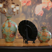摆件家居饰品创意陶瓷花瓶三件套欧式客厅酒柜电视V柜装饰摆设美