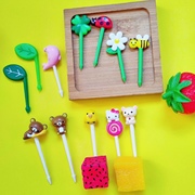 宝宝水果签蜜蜂太阳花瓢虫便当，签水果叉创意，儿童塑料水果装饰签