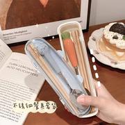 学生餐具上学专用出门方便携带筷子勺子套装便携式成人筷勺高颜值