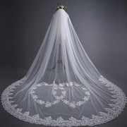 新娘头纱3米长款蕾丝，花边婚礼头纱带插梳婚礼头饰新娘头