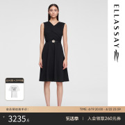 ELLASSAY歌力思2024夏季奥黛丽赫本经典小黑裙连衣裙女Y047