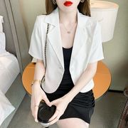 法式时尚雪纺西装外套女夏季2023年韩版气质小个子短袖小西服