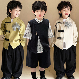 新中式童装 国潮男童唐装外套 春夏季儿童汉服中国风帅气套装