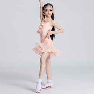 儿童拉丁舞服高级吊带舞蹈夏季女少儿服装练功裙分体2024女童