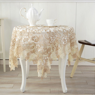欧式桌布蕾丝纱餐桌布，茶几布艺盖巾圆桌布，台布电视柜巾