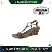 style & co.Mulan 女式人造皮革 T 字带坡跟凉鞋 - 花卉图案 美