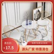 北欧铁艺阳台桌椅三件套创意奶茶，小迷你茶几休闲小圆桌椅子组合