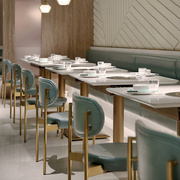 地中海大理石火锅餐桌椅组合清新自然时尚轻奢西餐厅奶茶店桌椅子