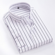 夏季条纹衬衫男短袖韩版潮流帅气商务休闲衬衣修身七分袖中袖寸衫