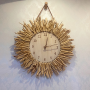 创意客厅2024挂钟艺术钟表餐厅，简约时钟家用实木卧室墙面挂表