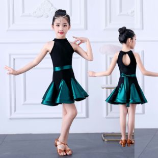儿童拉丁舞练功服夏女孩连衣裙少儿专业比赛标准拉丁舞蹈服演出服