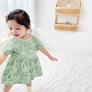 女童裙子卡通韩版夏季儿童连衣裙，纯棉女宝宝婴儿衣服babydress