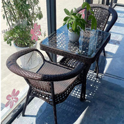 阳台茶桌椅组合休闲小茶几户外桌椅庭院藤椅三件套防晒室外藤椅子