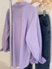 胖mm特大码300斤紫色，长袖衬衫女春秋设计感小众，宽松防晒衬衣外套2