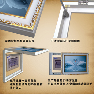 速发欧式电表箱装饰画推拉式遮挡箱配电箱画家用电闸盒水晶挂画可