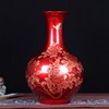 陶瓷花瓶金丝牡丹红色大号赏瓶现代时尚创意家饰品客厅摆件可装水