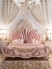 法式公主床 雕花床欧式双人布床美式1.8米大床实木床粉色宫廷婚床