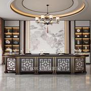 定制新中式酒店电动椭圆餐桌现代餐厅简约岩板长方形传送带火锅桌