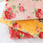 夹棉床单保暖绗缝被双人盖毯玫瑰毛绒被盖法兰绒秋冬加厚床盖单件