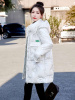白色羽绒棉服女中长款立领2023冬装，高级感加厚保暖棉衣外套潮