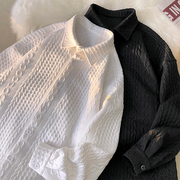 巴洛克衬衫男长袖设计感小众白衬衣(白衬衣)痞帅潮牌ins高级感春秋季外套