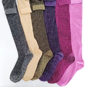 夏季薄长筒丝袜闪亮丝性感女袜高筒大腿欧美复古大码粉色紫色灰色