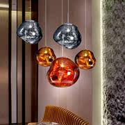 玻璃熔岩吊灯简约现代创意个性餐厅吧台装饰设计金色轻奢球形灯具