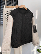 1.4斤秋冬立领拼接设计长袖棉服羊毛羔保暖上衣时尚休闲洋气