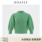 DAZZLE地素 奥莱粗针织泡泡袖圆领毛衣女2D4E3011O