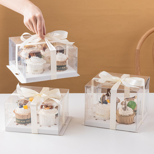 纸杯蛋糕包装盒透明246粒马芬纸杯子，加高12粒手提烘焙打包盒子