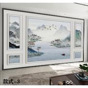 新中式水墨山水电视背景墙壁纸客厅沙发大气墙纸办公室装饰3d壁画
