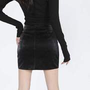 欧美黑色包臀裙小皮裙女高腰设计感小众PU皮裙半身裙