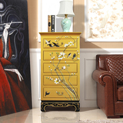 原创彩绘家具新中式五斗柜卧室，柜储物柜抽屉柜，沙发边角柜实木斗柜