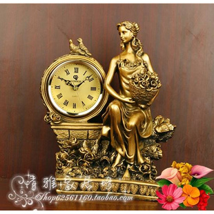 欧式卧室客厅时尚创意工艺仿古式钟表座钟时钟摆件树脂工艺品