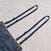 牛仔裤吊带女式一对牛仔布深蓝色，浅蓝色1.5厘米，宽可拆卸背带夹