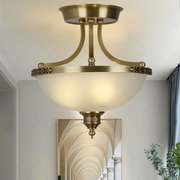 美式复古半吸顶吊灯全铜餐厅卧室过道灯现代简约创意门厅玄关灯具