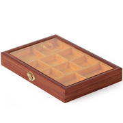 玻璃盖红木首饰盒手饰品收纳盒子，实木质小百宝箱珠宝样品展示盒