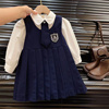 HHkids儿童学院套装2023秋季长袖衬衫背心裙两件套ETZ119
