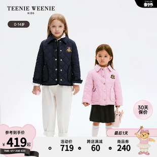 teenieweeniekids小熊童装，24年春女童宝宝菱形，格棉服外套