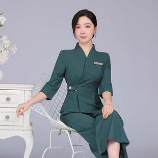 新款美容院美容师工作服女套装养生馆spa足浴足疗会所技师工衣夏