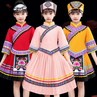 六一节儿童苗族服装表演广西壮族舞蹈服男女彝瑶族少数民族演出服