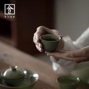 舍己宜物手工茶杯复古品茗杯越窑主人杯陶瓷，茶杯套装单杯功夫茶具