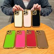 暖色系金边高级感棕色15promax手机壳苹果11保护套iphonexr耐脏软壳12proMax奢华13女款X适用7plus立体镜头后