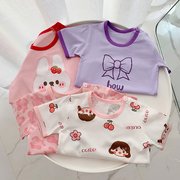 儿童短袖夏季女宝宝纯棉，半袖上衣婴儿，中小童宽松t恤韩版女童夏装